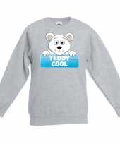Goedkope sweater grijs kinderen teddy cool ijsbeer
