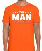 Goedkope the man tekst t shirt oranje heren