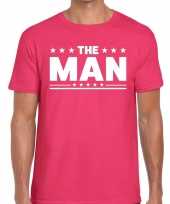 Goedkope the man tekst t shirt roze heren