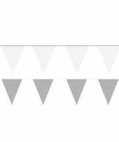 Goedkope witte zilveren feest punt vlaggetjes pakket meter 10113668