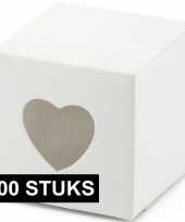 Goedkope x bruiloft huwelijk bedankjes doosjes wit hart 10155080