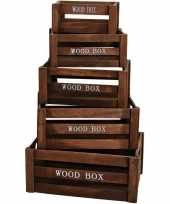 Goedkope x bruine houten opberg fruitkistjes kratten wood box decoraties