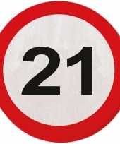 Goedkope x jaar leeftijd themafeest servetten verkeersbord ron 10160667