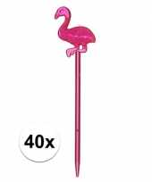 Goedkope x kunststof flamingo cocktailprikkers