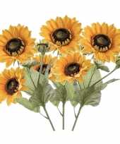 Goedkope x zonnebloemen kunstbloemen takken bloemen geel 10139544
