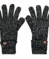 Goedkope zwart grijs gemeleerde gebreide handschoenen fleece voering kinderen