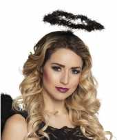 Goedkope zwarte engel verkleed diadeem tiara halo