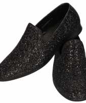 Goedkope zwarte glitter disco instap schoenen heren