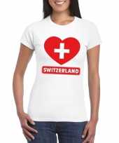 Goedkope zwitserland hart vlag t shirt wit dames