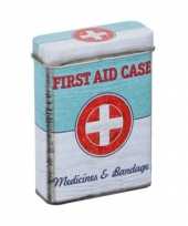 Pleisters medicijnen bewaarblikje first aid retro goedkope mint groen wit