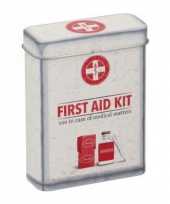 Pleisters medicijnen bewaarblikje first aid retro goedkope wit